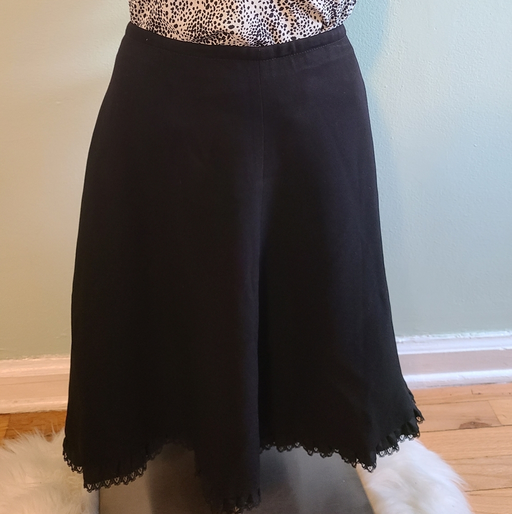 Black Prada skirt with lace trim